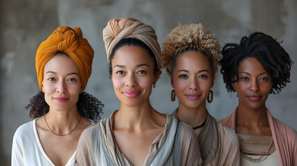 Empowered Women with Diverse Natural Hairstyles Showcasing Unique Midwife Styles - obrazy, fototapety, plakaty