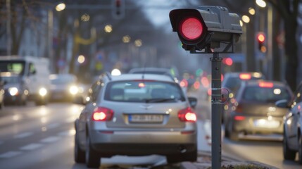 CCTV camera focuses on a car making an illegal U-turn