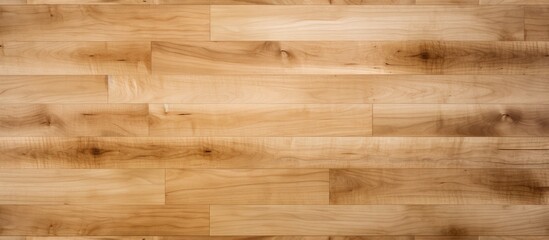 Fototapeta premium Above view of maple hardwood basketball court surface