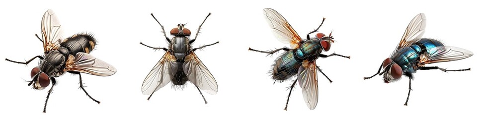 Fly collection isolated on transparent background