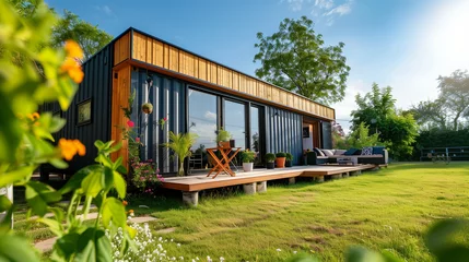 Tuinposter Modern tiny house made of old shipping containers © 상서 김