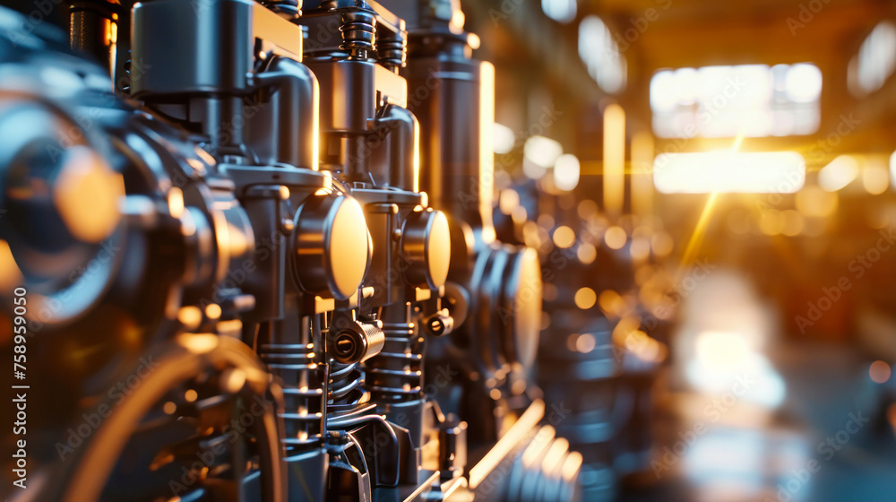 Aufkleber a large machine used in the production of modern engines is being transported on a conveyor belt at 