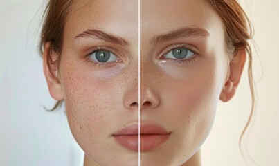 Before and after showing the effect of facial injections on beauty and youth