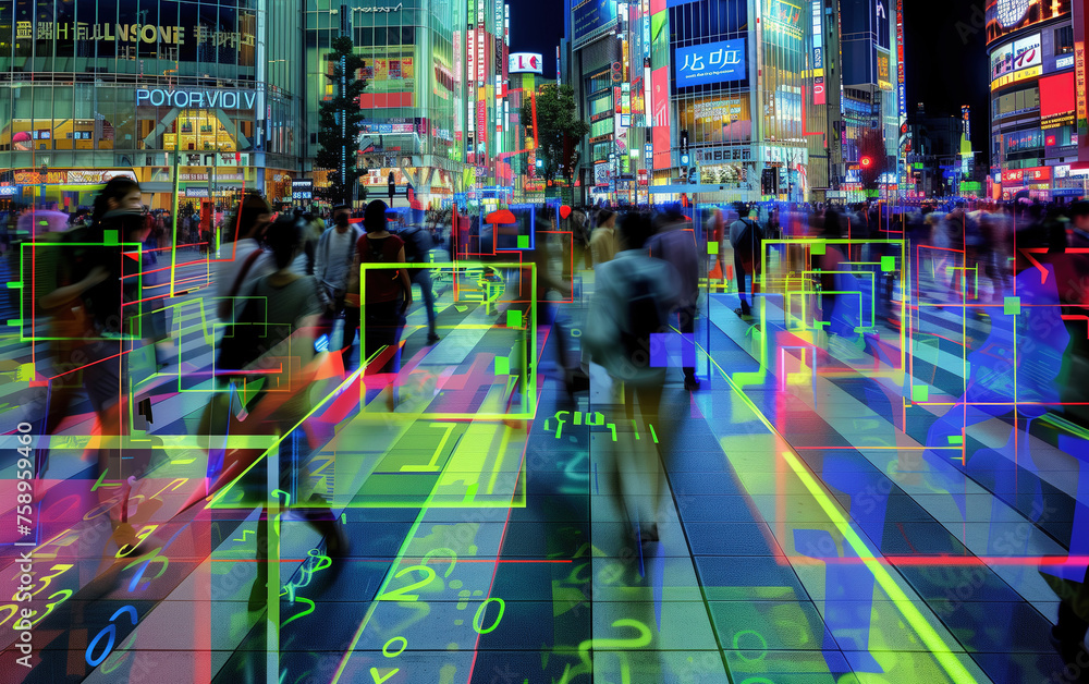 Poster big data monitoring concept scenario,created with generative ai tecnology.