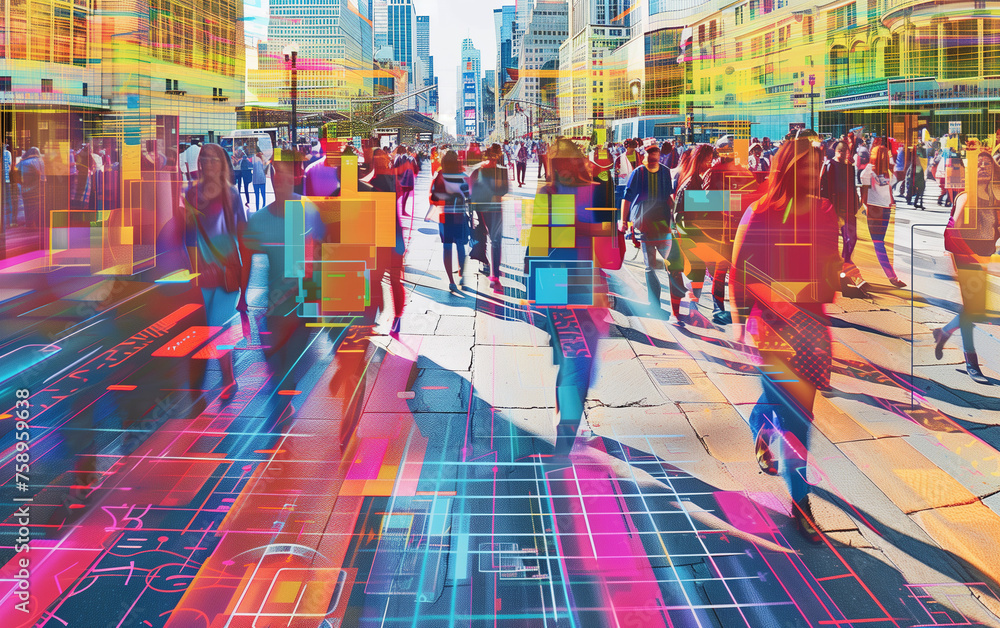 Poster big data monitoring concept scenario,created with generative ai tecnology.
