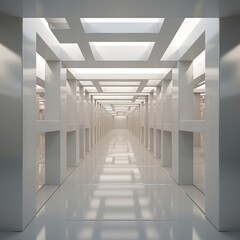 illustration of A square silver white steel escape passage with, Generative ai
