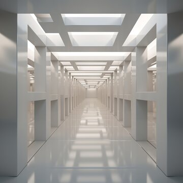illustration of A square silver white steel escape passage with, Generative ai