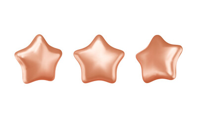 3d inflated stars set. Various balloon in gold color with glossy effect. Elements for party, birthday or Christmas cards, rating icon, business quality feedback, award object. Vector illustration.
