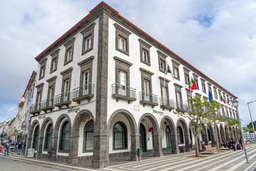 Fototapeta na wymiar side facade of the millennium bank Ponta Delgada-Açores-Portugal.