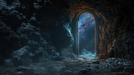 Portal to another world. Transition to another universe. - obrazy, fototapety, plakaty