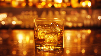Cocktail, whiskey on the rocks, a glass of whiskey