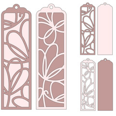 Bookmark with flowers and butterfly, Layered papercut decoration, Gift tag svg for crciut