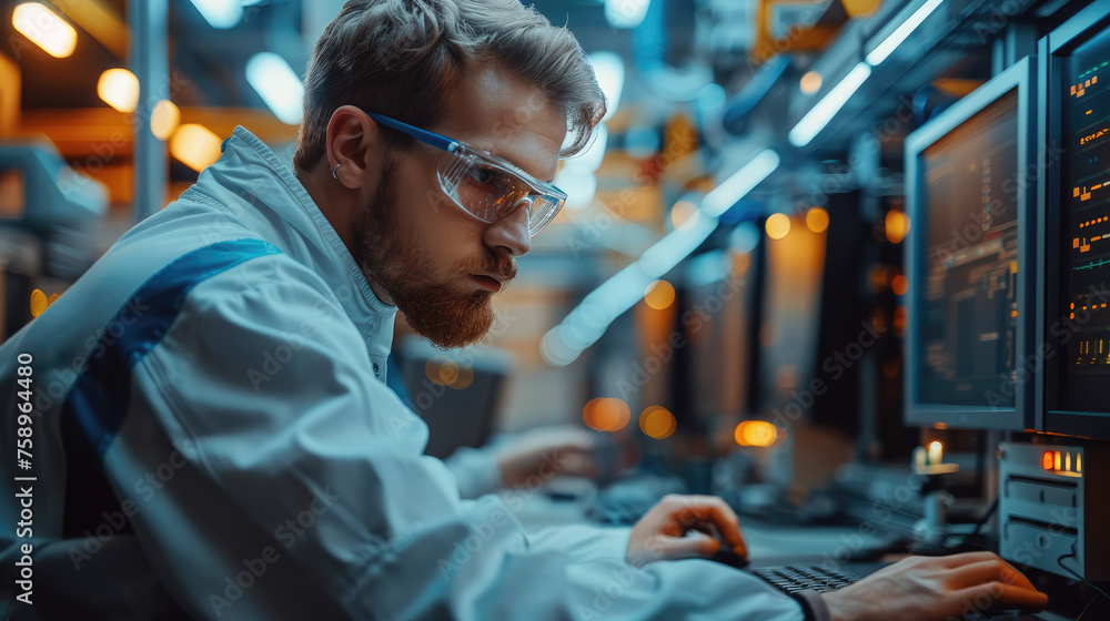 Aufkleber computer technician works on a pc. generative ai.