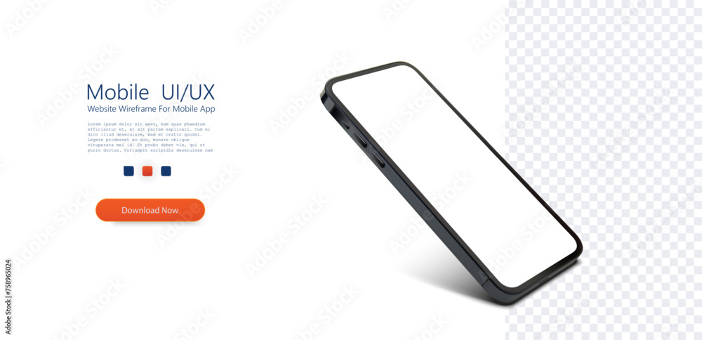 Poster a modern smartphone mockup floating at an angle against a transparent background, perfect for presen
