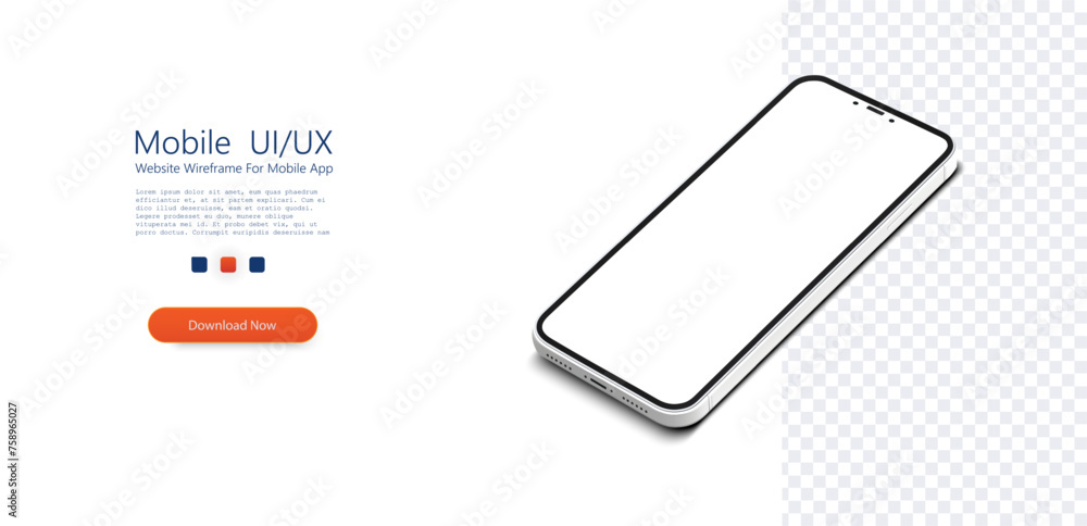 Poster modern smartphone design mockup on transparent background. elevate your digital project with this sl