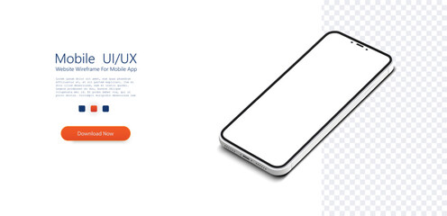 Modern Smartphone Design Mockup on Transparent Background. Elevate your digital project with this sleek smartphone mockup featuring an edge-to-edge screen on a transparent backdrop.