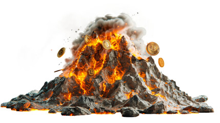 Cryptocurrency Volcano - Cut out, Transparent background