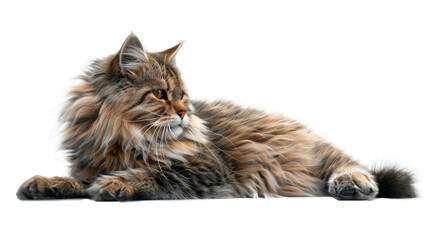 Fluffy Siberian cat - Cut out, Transparent background