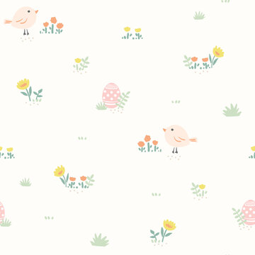 Happy Easter seamless pattern. Vector illustration for card, banner, invitation, social media post, poster, mobile apps, advertising.