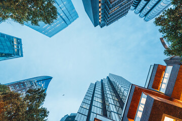 Upward View of Modern Skyscrapers, Vancouver