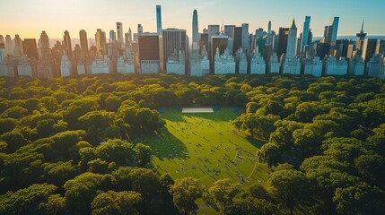 Aerial Helicopter View of a Beautiful Park