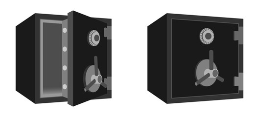 security metal safes set. safe box design vector isolated on white background. - obrazy, fototapety, plakaty