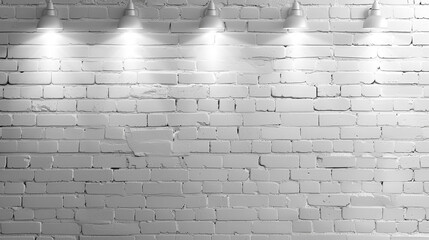 white brick wall background with five spot light 