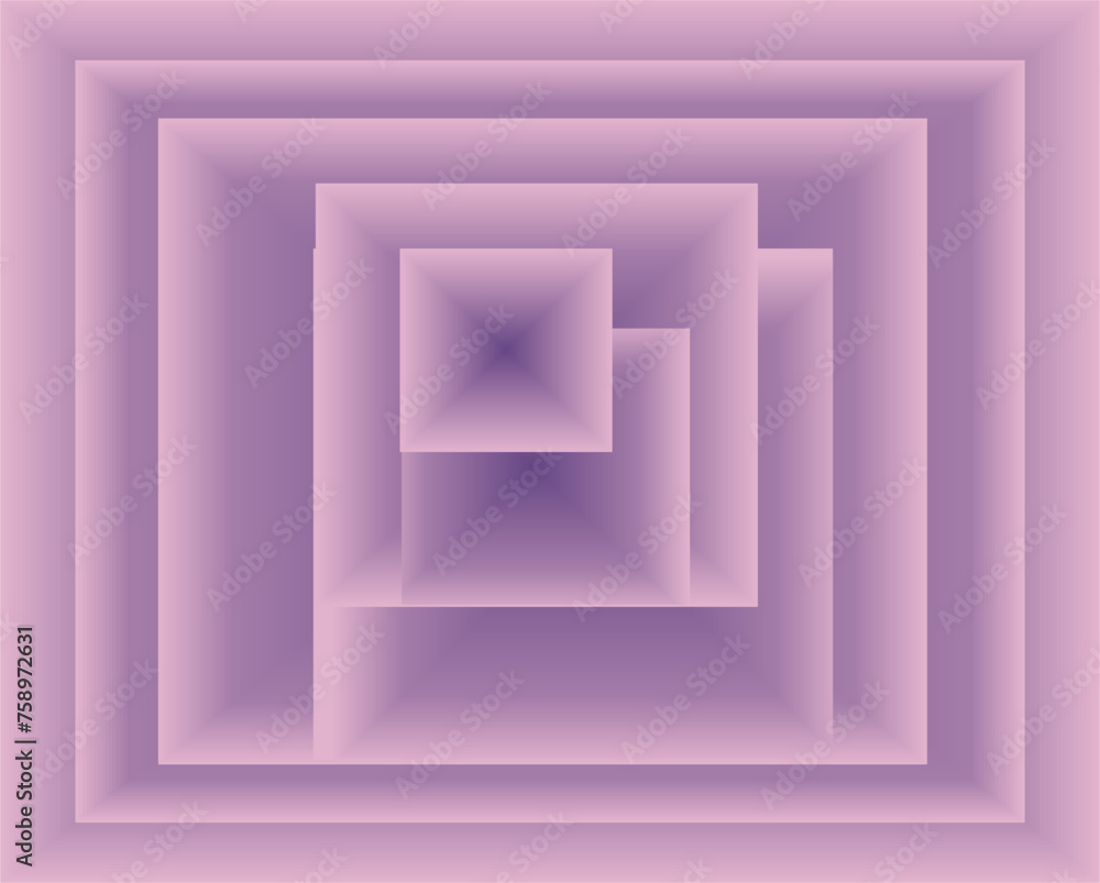 Poster a composition of rectangular geometric shapes with gradations of light violet and purple as backgrou