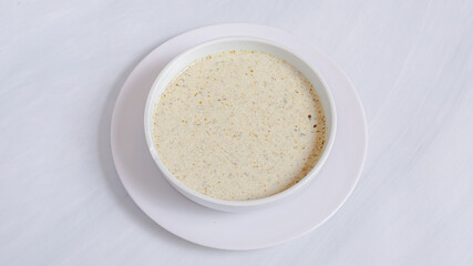 Dovga - Azerbaijani yogurt soup bowl	