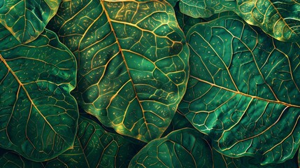 Exotic leaf texture, a close-up that revels in the intricate patterns and vibrant life force.