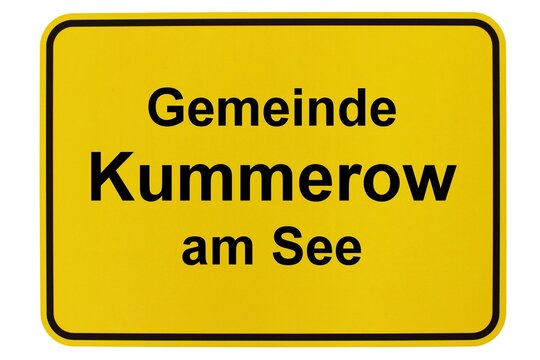 Illustration eines Ortsschildes der Gemeinde Kummerow am See in Mecklenburg-Vorpommern