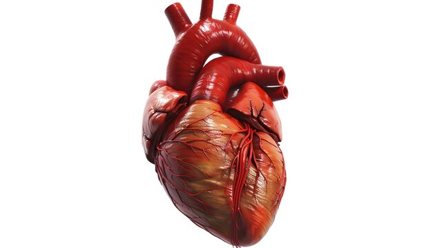 Hyper-realistic Human Heart Isolated on White Background