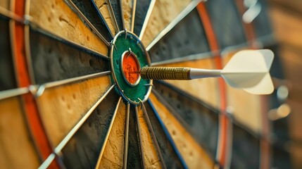 Dart in the Center of a Wooden Dart Board