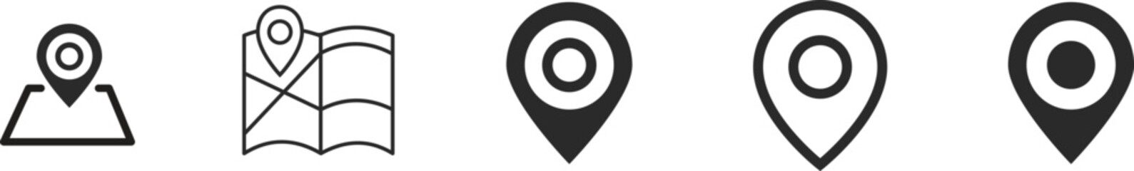 Location pin icons. Map location marker for a place on a map. GPS location symbol. Vector illustration, flat and simple design.
