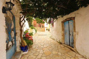 Fototapeta na wymiar Afionas village, amazing coast of popular island of Greece - Corfu (Kerkyra) , Europe