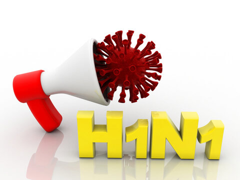 3d rendering H1N1 Flu virus