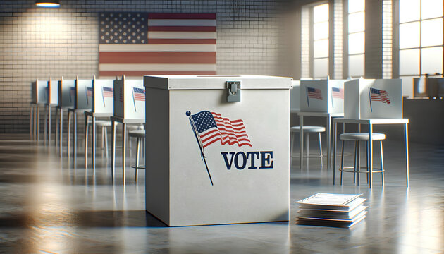 USA Voting Background. Vector Background of Ballot Box with Voting Ballots.