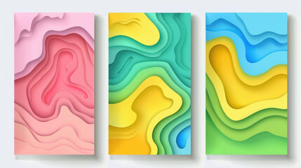 Abstract multicolored paper cut background in carving art style
