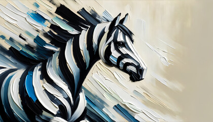 Modern Abstract Zebra Oil Painting on Canvas for Wall Decor.