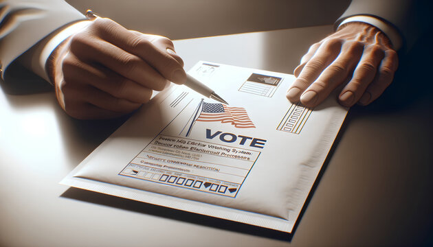 Mail-In Ballot Process Illustration - Concept for Voting by Mail and Absentee Voting Topics.