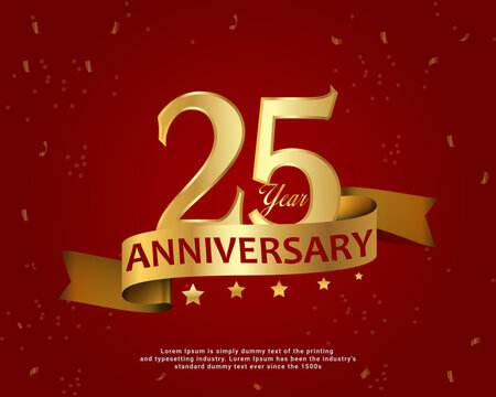 Vector anniversary celebration banner with numbers and curved ribbon on Gradient background.