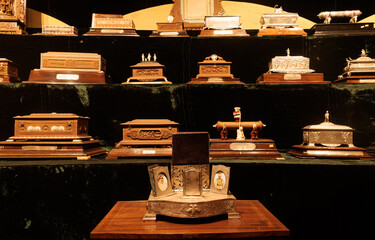 Interior view of Mysore Palace, Indian Traditional Architecture of Mysore Royal Palace Inside or view, Travel and tourism concept image, Tourist place to visit in Karnataka, India.