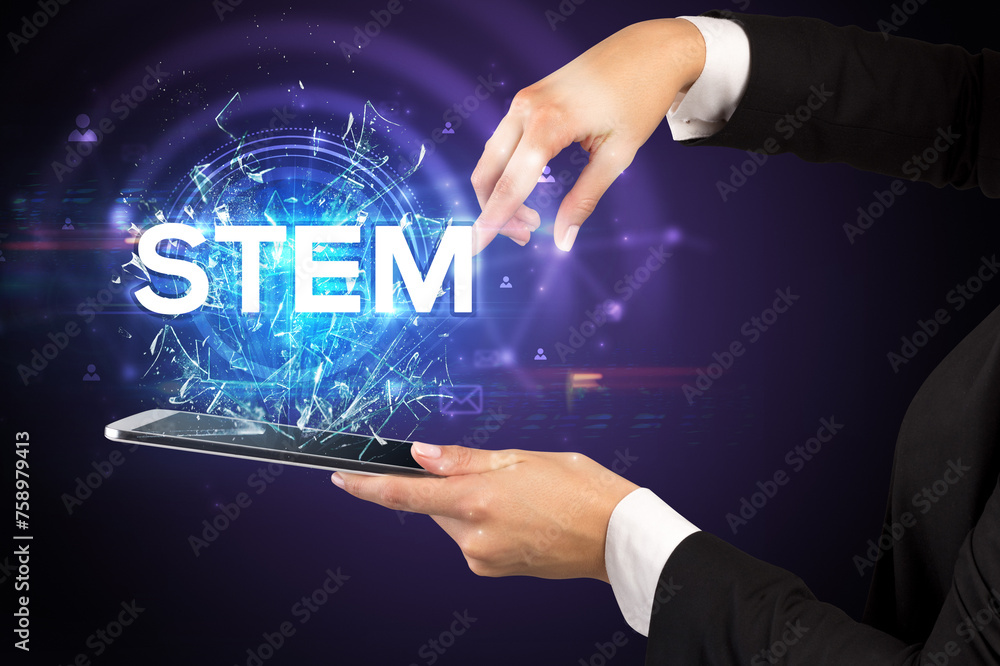 Poster close-up of a touchscreen with abbreviation.