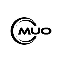 MUO letter logo design with white background in illustrator, cube logo, vector logo, modern alphabet font overlap style. calligraphy designs for logo, Poster, Invitation, etc.