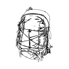 sketch of a backpack with a transparent background