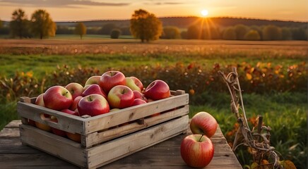 apples in a basket on the grass