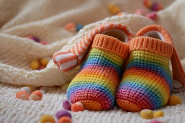 cute and lovely baby socks, clothes.  
generative ai