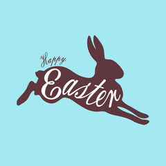 silhouette of Easter Bunny . holiday greeting card, vector illustration	 - 758981664
