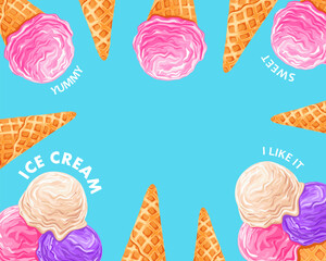 Ice cream cone. Creative vector illustration for poster, banner, card, menu
- 758981669