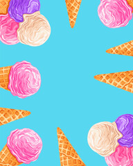 Ice cream cone. Creative vector illustration for poster, banner, card, menu
- 758981687